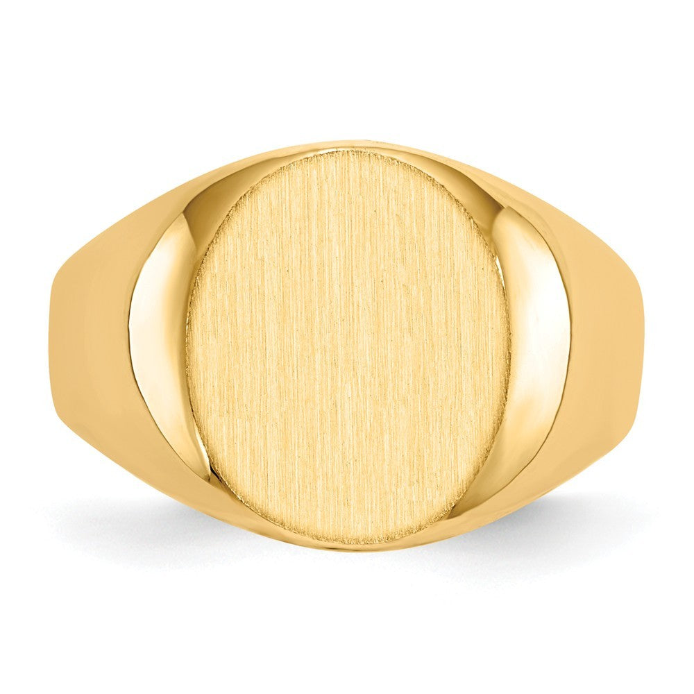 Mens Signet Ring Custom Personalized with Free Engraving Available of Initials or Monogram in Solid 14K Yellow Gold