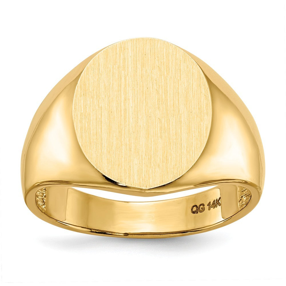 Mens Signet Ring Custom Personalized with Free Engraving Available of Initials or Monogram in Solid 14K Yellow Gold