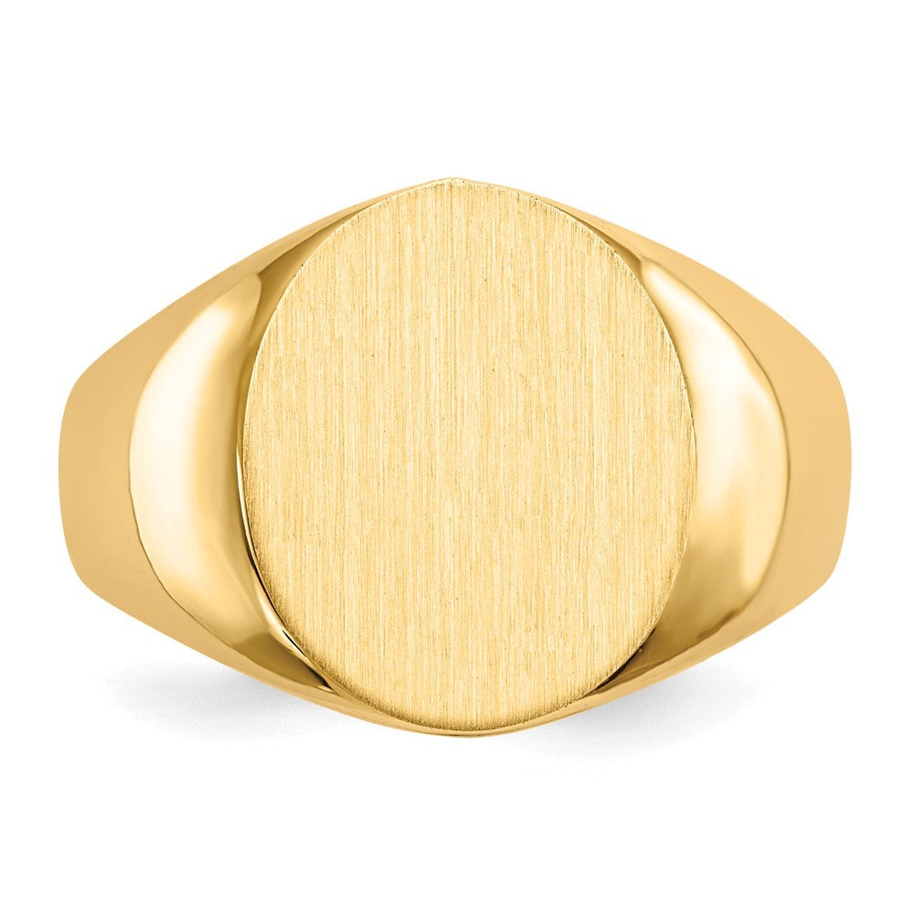 Mens Signet Ring Custom Personalized with Free Engraving Available of Initials or Monogram in Solid 14K Yellow Gold