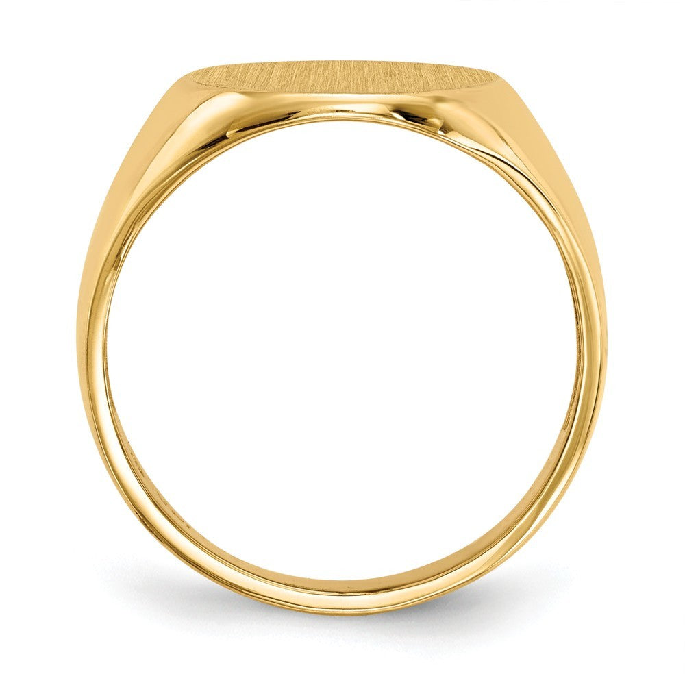Solid Back Mens Signet Ring Custom Personalized with Free Engraving Available of Initials in Solid 14K Yellow Gold