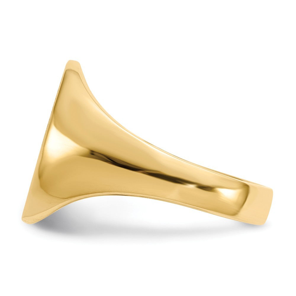 Solid Back Mens Signet Ring Custom Personalized with Free Engraving Available of Initials in Solid 14K Yellow Gold