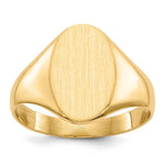 Load image into Gallery viewer, Solid Back Oval Ladies Signet Ring Custom Personalized with Free Engraving Available of Initials or Monogram in Solid 14K Yellow Gold
