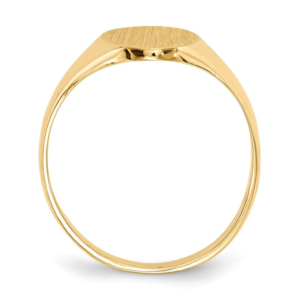 Solid Back Oval Ladies Signet Ring Custom Personalized with Free Engraving Available of Initials or Monogram in Solid 14K Yellow Gold