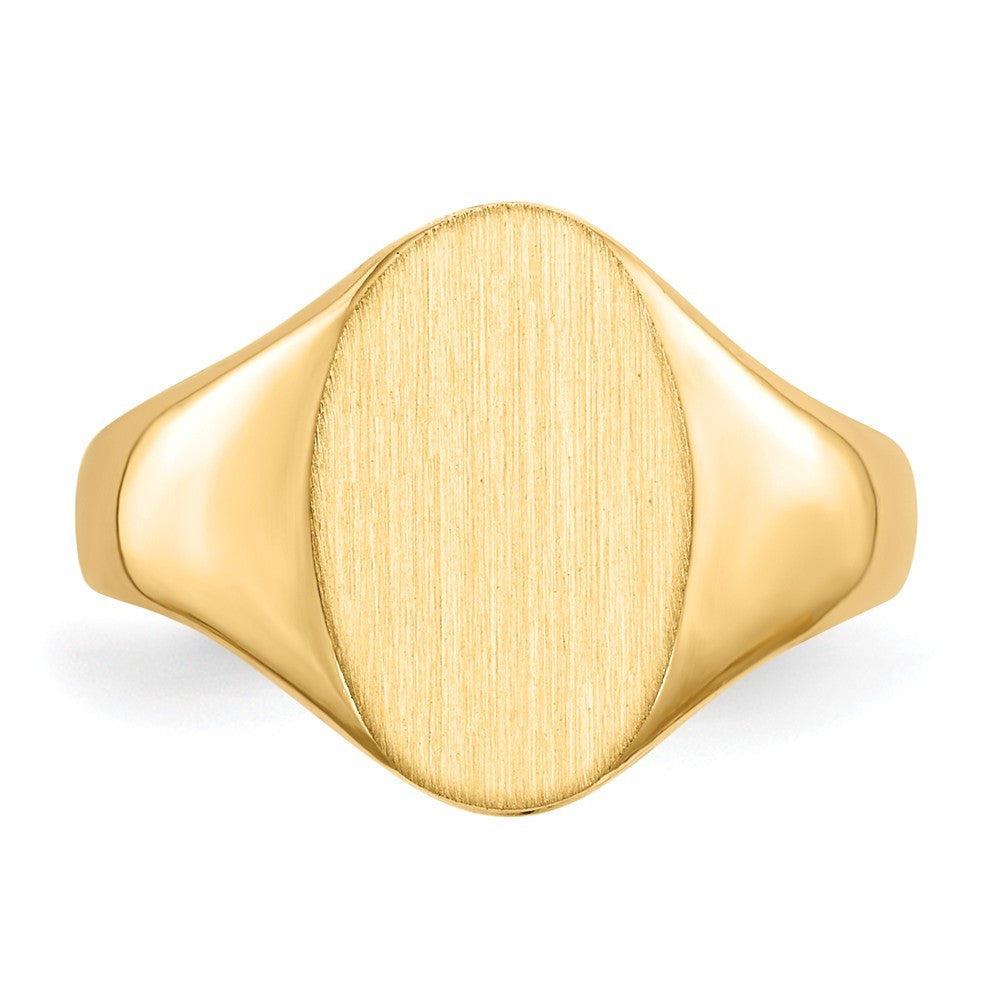 Solid Back Oval Ladies Signet Ring Custom Personalized with Free Engraving Available of Initials or Monogram in Solid 14K Yellow Gold