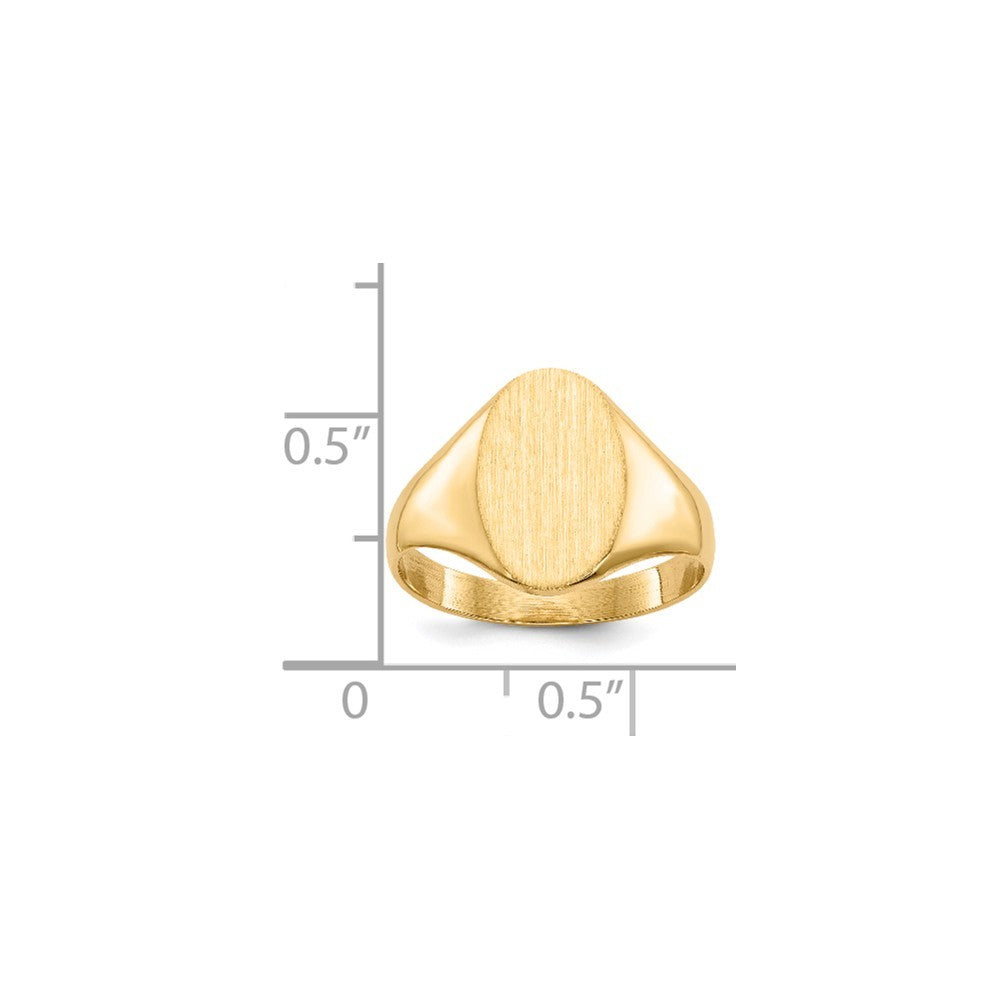 Solid Back Oval Ladies Signet Ring Custom Personalized with Free Engraving Available of Initials or Monogram in Solid 14K Yellow Gold