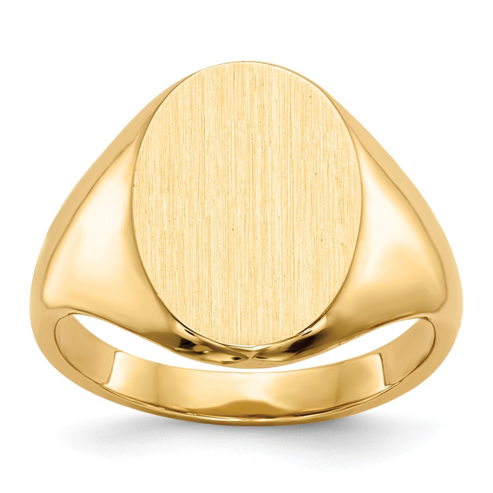 Solid Back Ladies Signet Ring Custom Personalized with Free Engraving Available of Initials or Monogram in Solid 14K Yellow Gold