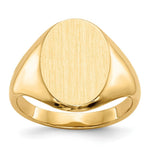 Load image into Gallery viewer, Solid Back Ladies Signet Ring Custom Personalized with Free Engraving Available of Initials or Monogram in Solid 14K Yellow Gold

