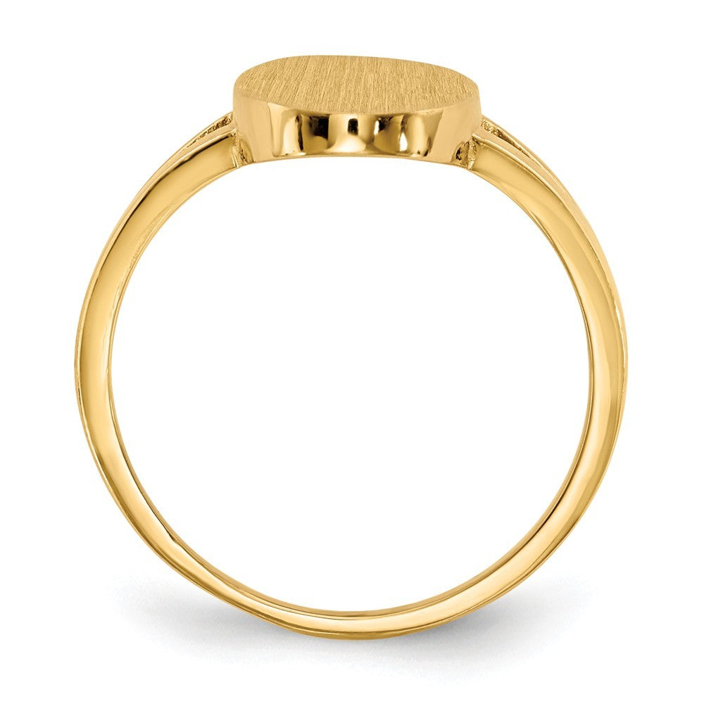 Solid Back Oval Ladies Signet Ring Custom Personalized with Free Engraving Available of Initials in Solid 14K Yellow Gold