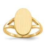 Load image into Gallery viewer, Solid Back Oval Ladies Signet Ring Custom Personalized with Free Engraving Available of Initials in Solid 14K Yellow Gold
