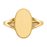 Load image into Gallery viewer, Solid Back Oval Ladies Signet Ring Custom Personalized with Free Engraving Available of Initials in Solid 14K Yellow Gold
