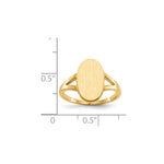 Load image into Gallery viewer, Solid Back Oval Ladies Signet Ring Custom Personalized with Free Engraving Available of Initials in Solid 14K Yellow Gold
