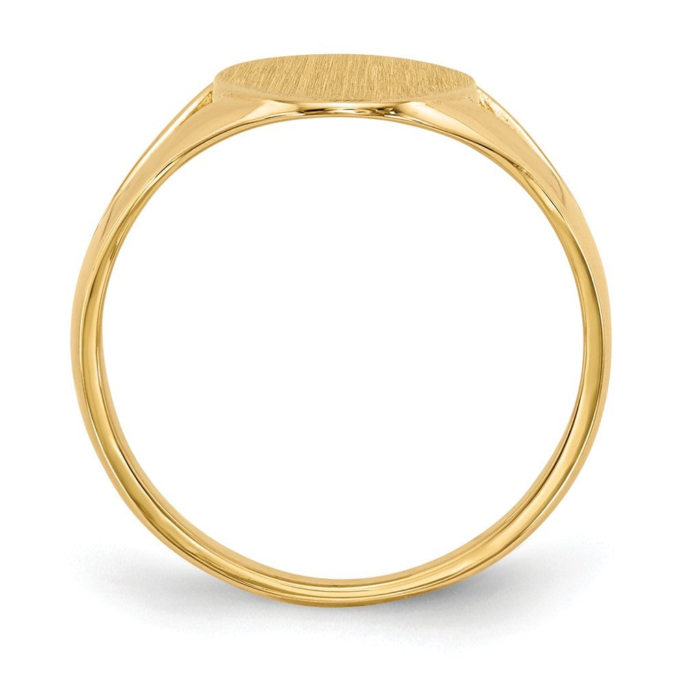Solid Back Oval Ladies Signet Ring Custom Personalized with Free Engraving Available of Initials in Solid 14K Yellow Gold
