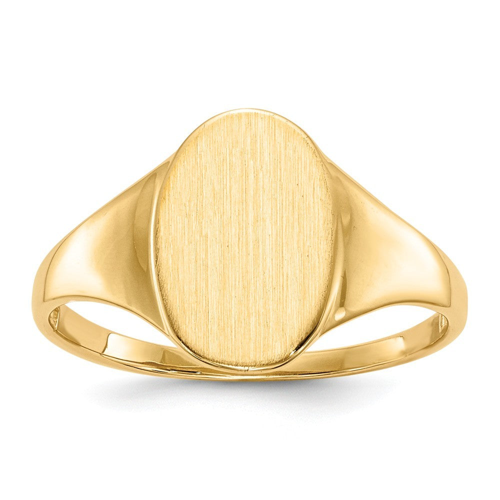 Open Back Mens Womens Signet Ring Custom Personalized with Free Engraving Available of Initials or Monogram in Solid 14K Yellow Gold