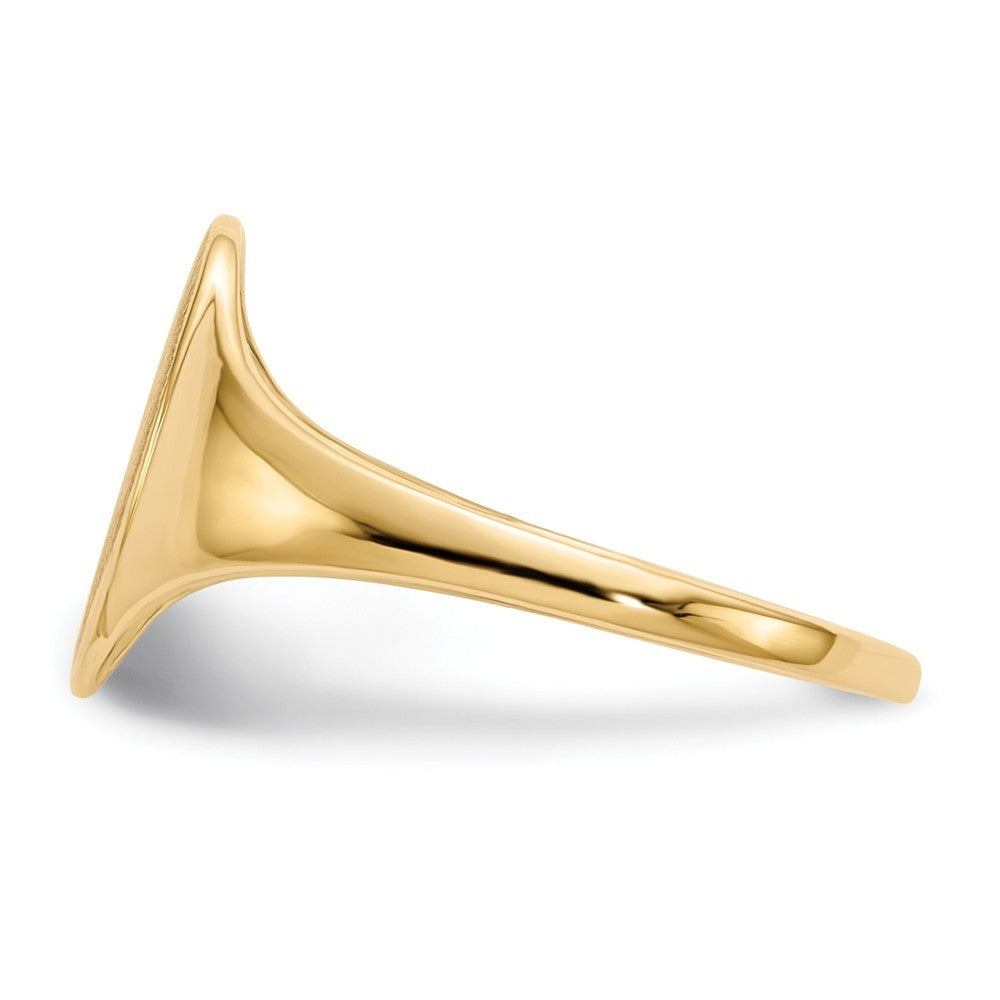 Open Back Mens Womens Signet Ring Custom Personalized with Free Engraving Available of Initials or Monogram in Solid 14K Yellow Gold