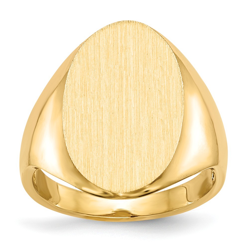 Open Back Oval Ladies Signet Ring Custom Personalized with Free Engraving Available of Initials or Monogram in Solid 14K Yellow Gold