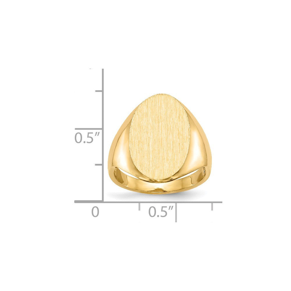 Open Back Oval Ladies Signet Ring Custom Personalized with Free Engraving Available of Initials or Monogram in Solid 14K Yellow Gold