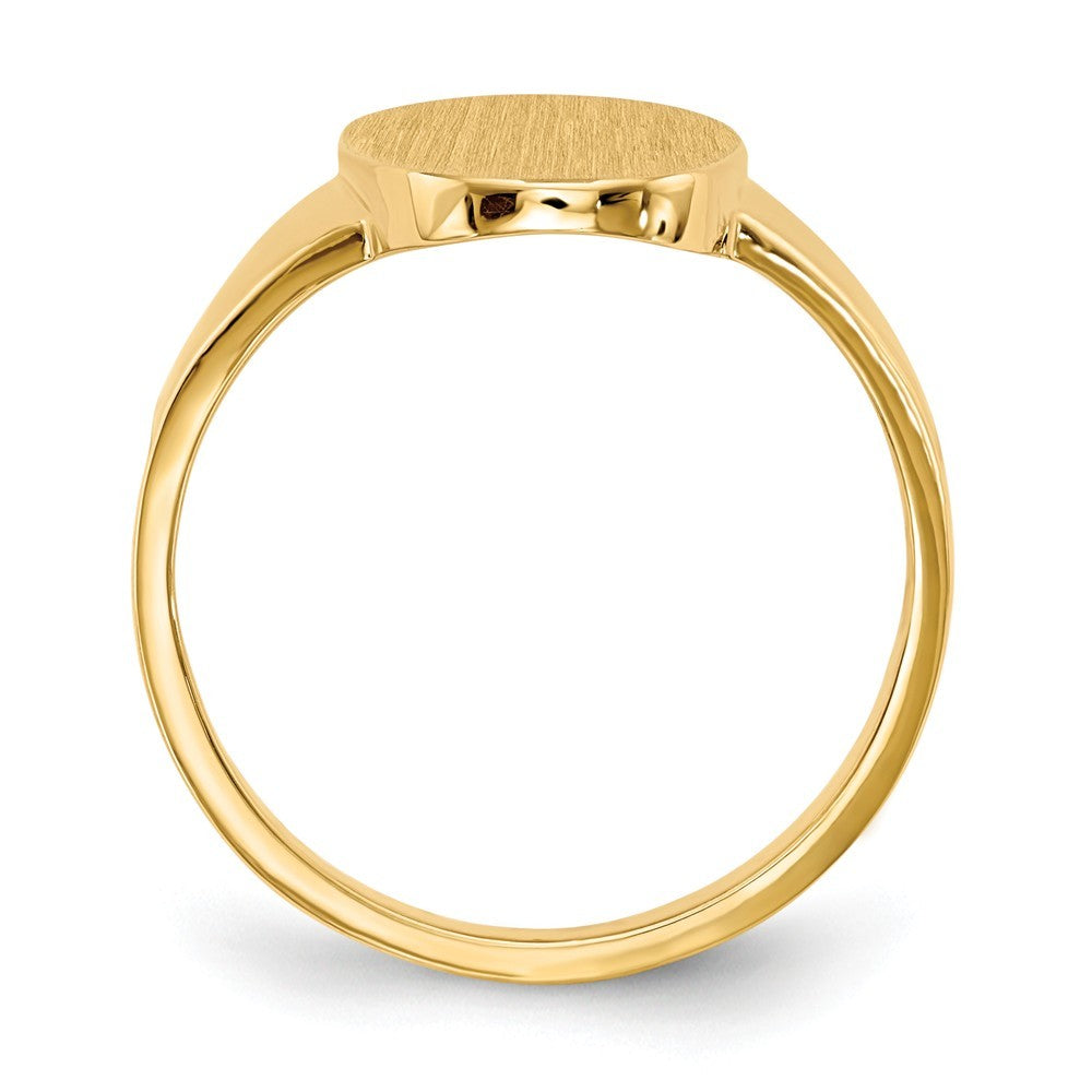 Open Back Oval Ladies Signet Ring Custom Personalized with Free Engraving Available of Initials in Solid 14K Yellow Gold