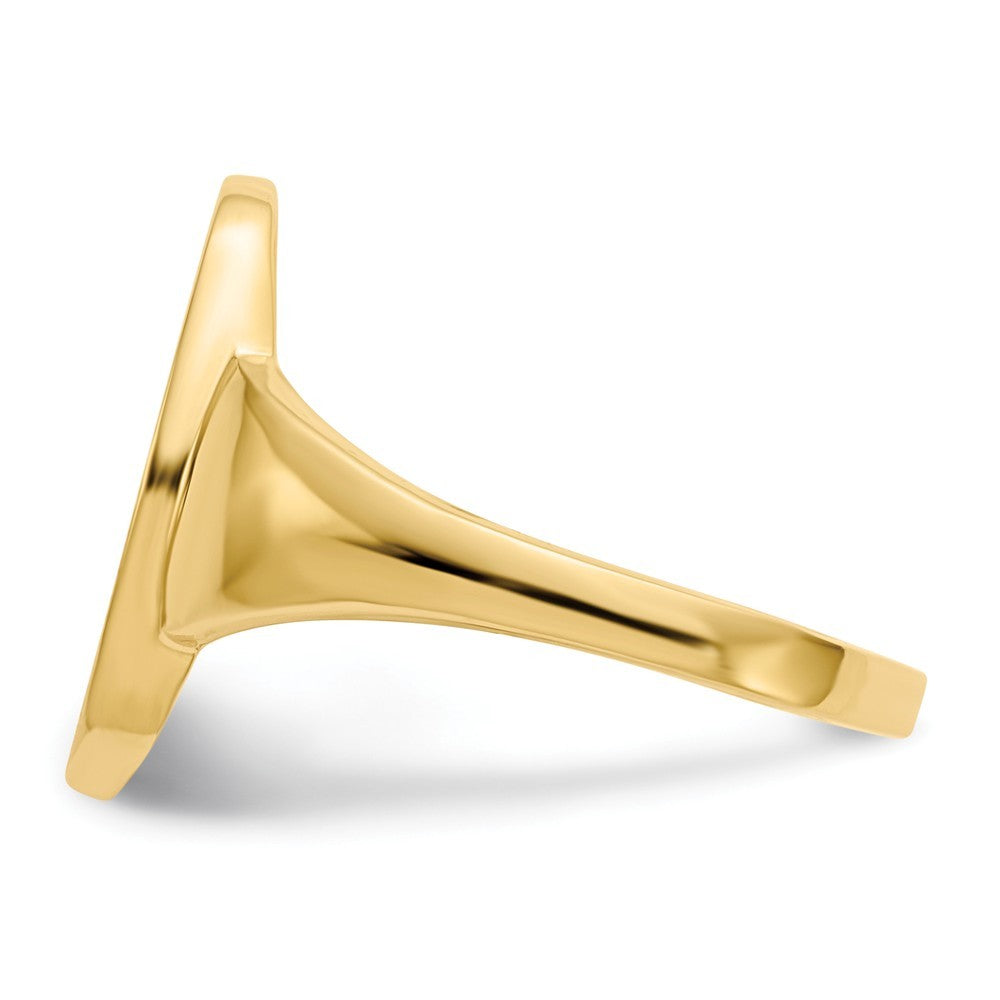 Open Back Oval Ladies Signet Ring Custom Personalized with Free Engraving Available of Initials in Solid 14K Yellow Gold