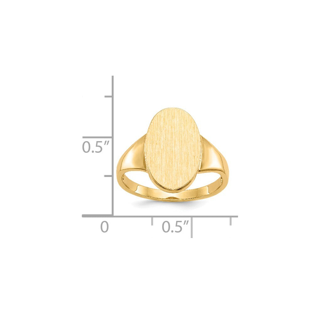 Open Back Oval Ladies Signet Ring Custom Personalized with Free Engraving Available of Initials in Solid 14K Yellow Gold
