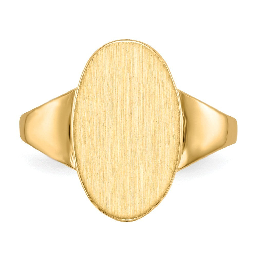 Open Back Oval Ladies Signet Ring Custom Personalized with Free Engraving Available of Initials in Solid 14K Yellow Gold