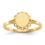 Load image into Gallery viewer, Open Back Round Scallop Edge Ladies Signet Ring Custom Personalized with Free Engraving Available of Initials in Solid 14K Yellow Gold
