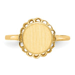 Load image into Gallery viewer, Open Back Round Scallop Edge Ladies Signet Ring Custom Personalized with Free Engraving Available of Initials in Solid 14K Yellow Gold
