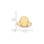 Load image into Gallery viewer, Open Back Oval Scallop Edge Ladies Signet Ring Custom Personalized with Free Engraving Available of Initials or Monogram in Solid 14K Yellow Gold
