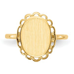 Load image into Gallery viewer, Open Back Oval Scallop Edge Ladies Signet Ring Custom Personalized with Free Engraving Available of Initials in Solid 14K Yellow Gold
