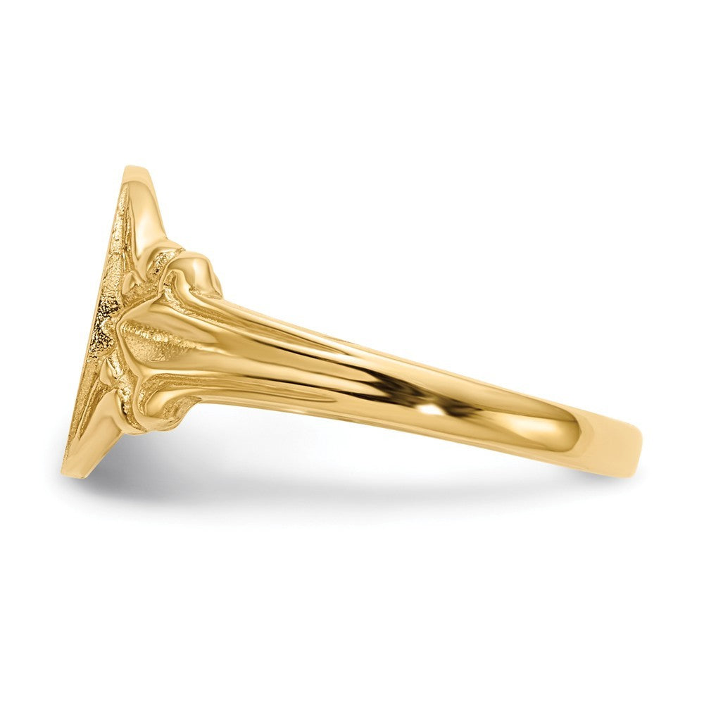 Open Back Ladies Signet Ring Custom Personalized with Free Engraving Available of Initials or Monogram in Solid 14K Yellow Gold