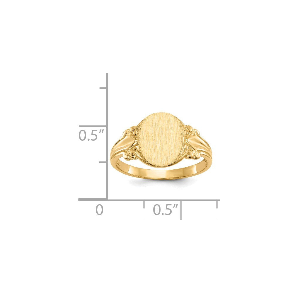 Open Back Ladies Signet Ring Custom Personalized with Free Engraving Available of Initials or Monogram in Solid 14K Yellow Gold