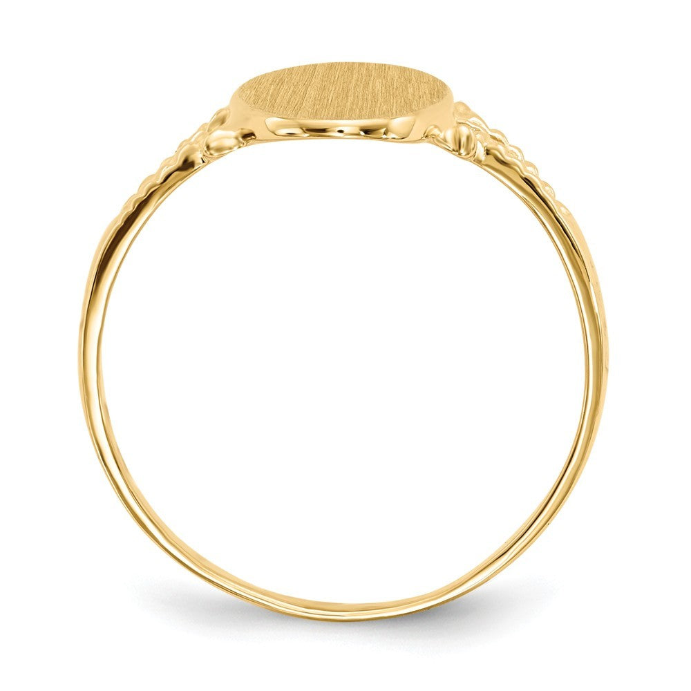 Solid Back Womens Oval Signet Ring Custom Personalized with Free Engraving Available of Initials or Monogram in Solid 14K Yellow Gold