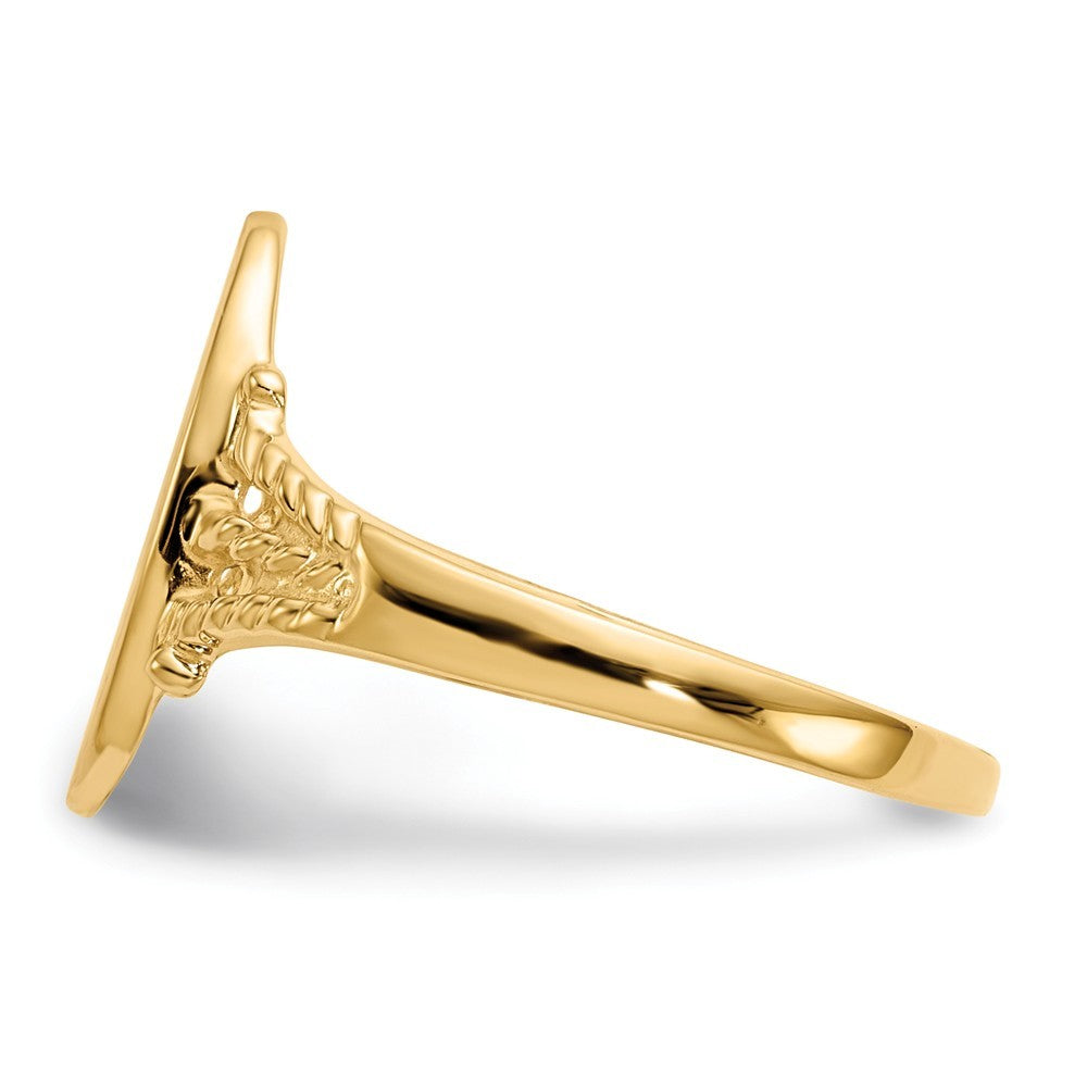 Solid Back Womens Oval Signet Ring Custom Personalized with Free Engraving Available of Initials or Monogram in Solid 14K Yellow Gold
