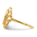 Load image into Gallery viewer, Open Back Oval Heart Decorative Edge Ladies Signet Ring Custom Personalized with Free Engraving Available of Initials in Solid 14K Yellow Gold
