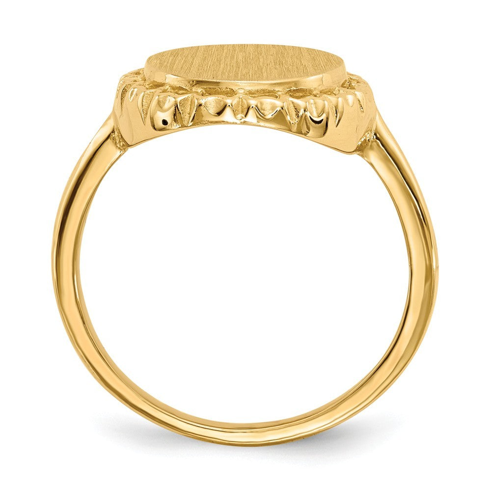 Open Back Womens Signet Ring Custom Personalized with Free Engraving Available of Initials or Monogram in Solid 14K Yellow Gold
