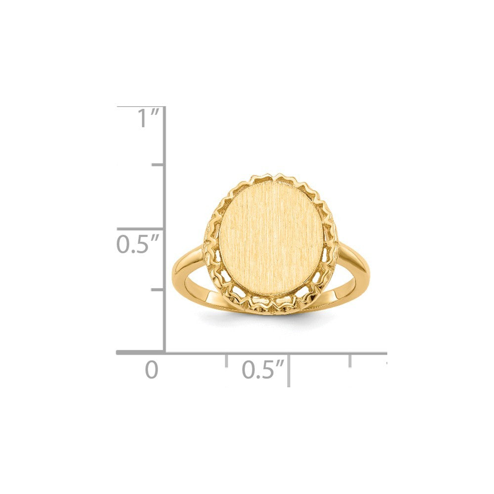 Open Back Womens Signet Ring Custom Personalized with Free Engraving Available of Initials or Monogram in Solid 14K Yellow Gold