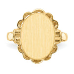 Load image into Gallery viewer, Open Back Oval Scallop Decorative Edge Ladies Signet Ring Custom Personalized with Free Engraving Available of Initials or Monogram in Solid 14K Yellow Gold
