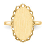 Load image into Gallery viewer, Open Back Oval Scallop Decorative Edge Ladies Signet Ring Custom Personalized with Free Engraving Available of Initials or Monogram in Solid 14K Yellow Gold
