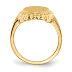 Load image into Gallery viewer, Open Back Oval Scallop Decorative Edge Ladies Signet Ring Custom Personalized with Free Engraving Available of Initials in Solid 14K Yellow Gold

