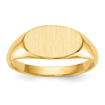 Load image into Gallery viewer, Solid Back Horizontal Oval Signet Ring Custom Personalized with Free Engraving Available of Initials or Monogram in Solid 14K Yellow Gold
