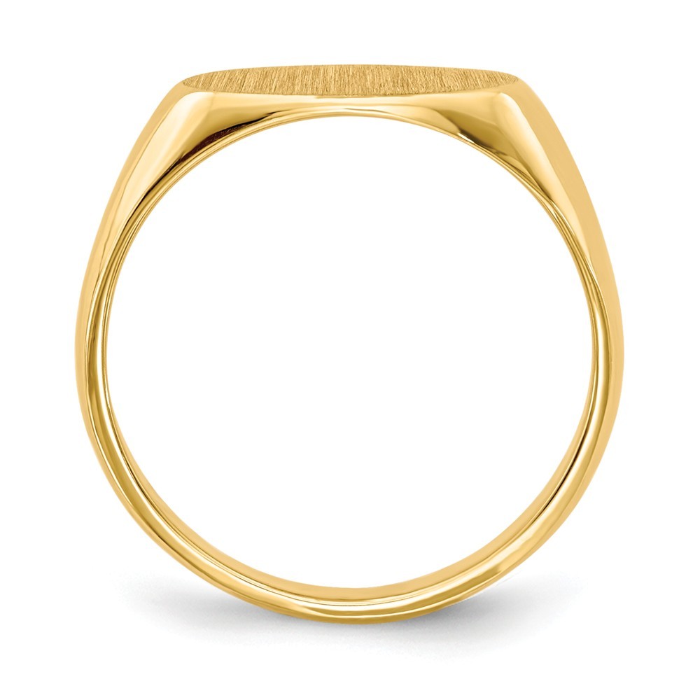 Solid Back Horizontal Oval Signet Ring Custom Personalized with Free Engraving Available of Initials or Monogram in Solid 14K Yellow Gold