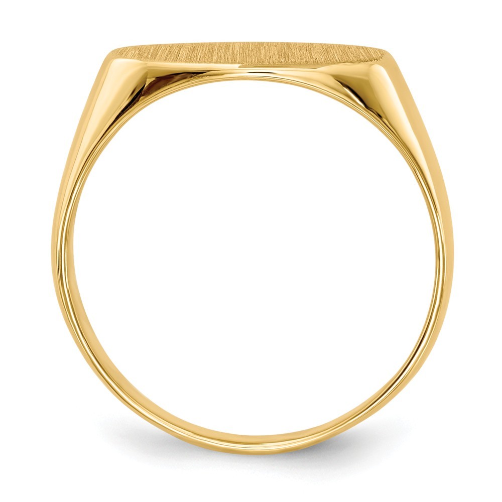 Solid Back Horizontal Oval Signet Ring Custom Personalized with Free Engraving Available of Initials or Monogram in Solid 14K Yellow Gold