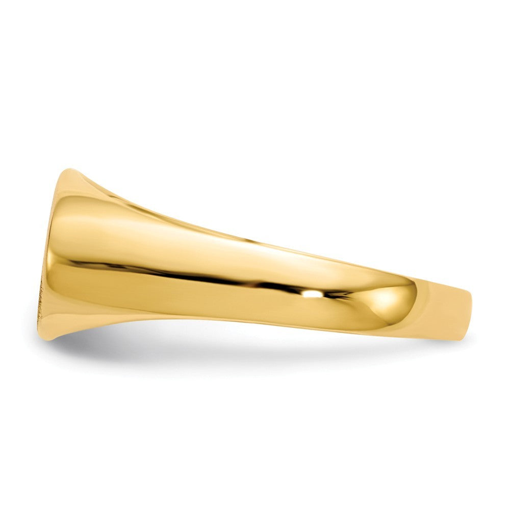 Solid Back Horizontal Oval Signet Ring Custom Personalized with Free Engraving Available of Initials or Monogram in Solid 14K Yellow Gold