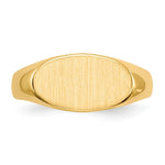 Load image into Gallery viewer, Solid Back Horizontal Oval Signet Ring Custom Personalized with Free Engraving Available of Initials or Monogram in Solid 14K Yellow Gold
