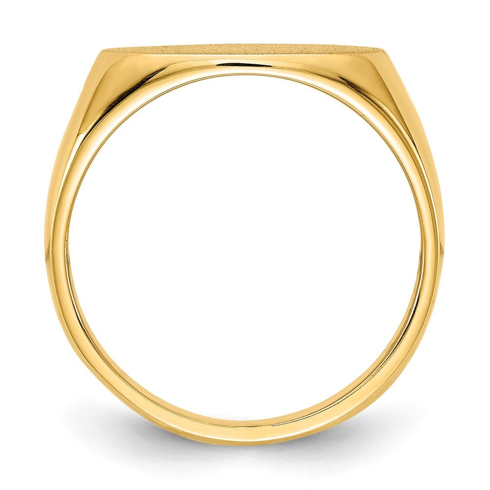 Solid Back Horizontal Oval Signet Ring Custom Personalized with Free Engraving Available of Initials or Monogram in Solid 14K Yellow Gold