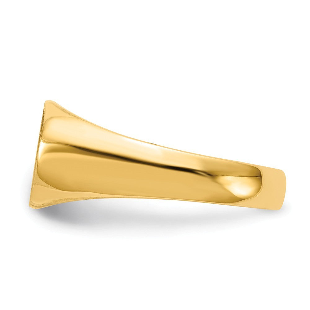 Solid Back Horizontal Oval Signet Ring Custom Personalized with Free Engraving Available of Initials or Monogram in Solid 14K Yellow Gold