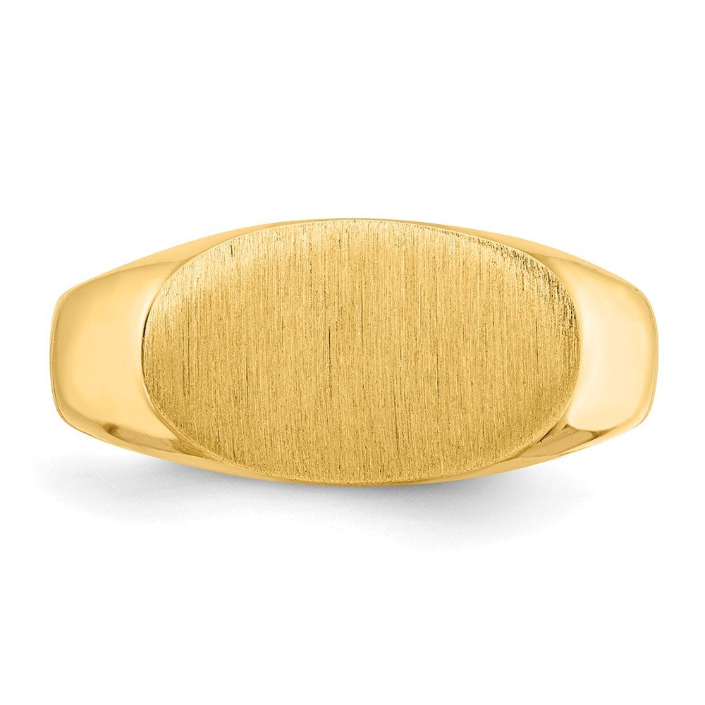 Solid Back Horizontal Oval Signet Ring Custom Personalized with Free Engraving Available of Initials or Monogram in Solid 14K Yellow Gold