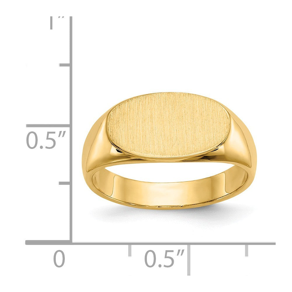 Solid Back Horizontal Oval Signet Ring Custom Personalized with Free Engraving Available of Initials or Monogram in Solid 14K Yellow Gold