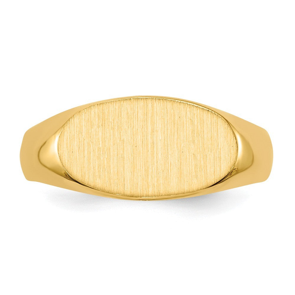 Open Back Horizontal Oval Signet Ring Custom Personalized with Free Engraving Available of Initials or Monogram in Solid 14K Yellow Gold