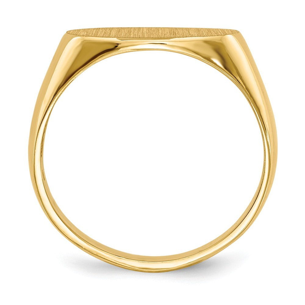 Open Back Horizontal Oval Signet Ring Custom Personalized with Free Engraving Available of Initials or Monogram in Solid 14K Yellow Gold