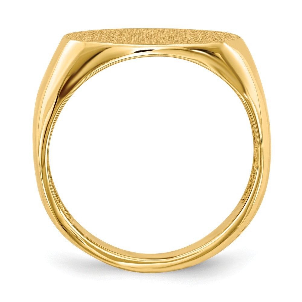 Open Back Horizontal Oval Signet Ring Custom Personalized with Free Engraving Available of Initials or Monogram in Solid 14K Yellow Gold
